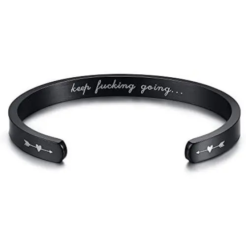 MEALGUET Stainless Steel Keep Going Inspirational Quote Motivational Encourage Open Cuff Bangle Bracelets for Women Girls MEALGUET Stainless Steel Keep Going Inspirational Quote Motivational Encourage Open Cuff Bangle Bracelets for Women Girls