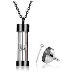 PiercingJ Personalized Custom Time Memory Hourglass Glass Pendant Cremation Necklace Stainless Steel Urn Necklace for Ashes Eternal Infinity Cremation Keepsake Memorial Jewelry