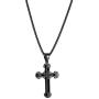HZMAN Mens Stainless Steel Cross Necklace Cubic Zirconia Inlay Cable Pendant 22 + 2 Inch Chain