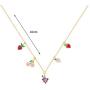 AoedeJ 14K Gold Plated Fruit Basket Choker for Women Girls Cute Summer Tropical Fruit Cherry Grape Apple Crystal Pendant Necklace