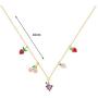 AoedeJ 14K Gold Plated Fruit Basket Choker for Women Girls Cute Summer Tropical Fruit Cherry Grape Apple Crystal Pendant Necklace