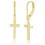 MIA SARINE Sterling Silver High Polished Dangling Cross Earrings for Women with Leverback