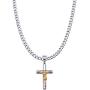 Double Rainbow Jewelry C08-P09 Mens Stainless Steel Gold Silver 2-Tone Jesus Cross Pendant 6mm Cuban Curb Necklace Chain Link
