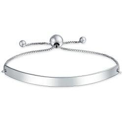 Identification ID Bracelet Engravable Name Plate Bar Bolo Bracelet For Women 925 Sterling Silver Adjustable Personalize