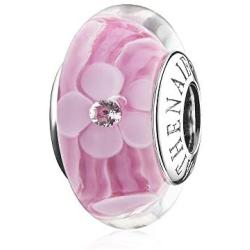 ATHENAIE 925 Sterling Silver Magnolia Bloom Pale Cerise Enamel Pink CZ Bead Charms for Bracelet