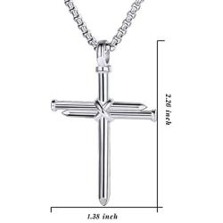 Rnivida Stainless Steel Cross Pendant Necklace, Christian Jewelry Church Baptism Gift for Men Women