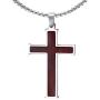 Xusamss Titanium Steel Wood Grain Cross Pendant 24'' Chain Necklace