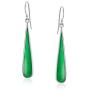Boho Fashion Semi Precious Gemstone Inlay Long Flat Teardrop Shaped Dangle Earrings For Women 925 Sterling Silver Fish Hook Wire Threader