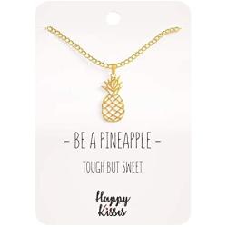 Happy Kisses Pineapple Necklace – Be A Pineapple Pendant – Message Card