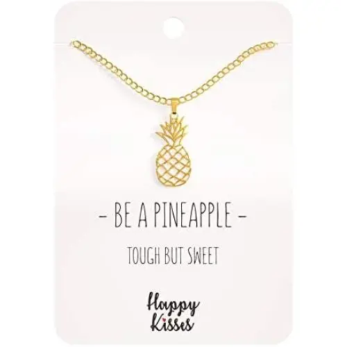 Happy Kisses Pineapple Necklace – Be A Pineapple Pendant – Message Card