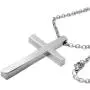 Loralyn Designs Large Mens Modern Stainless Steel Cross Pendant Necklace 20, 24 or 30 Inch 3mm Steel Chain