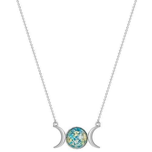 Chengxun Triple Moon Goddess Wicca Pagan Necklace Gold Silver Moon Phase Charm Necklace
