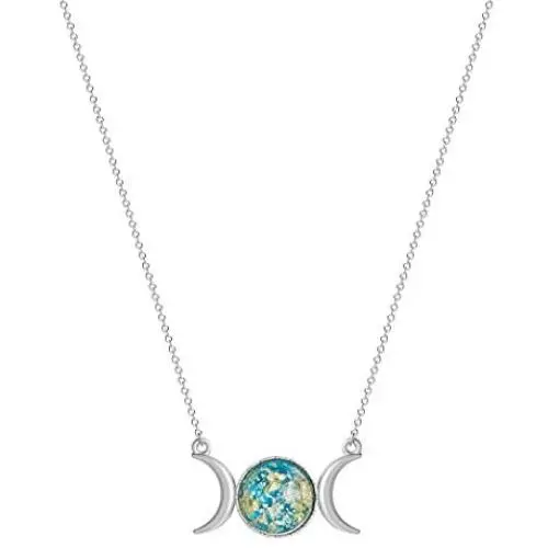 Chengxun Triple Moon Goddess Wicca Pagan Necklace Gold Silver Moon Phase Charm Necklace