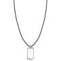 Moderne Monocle - Magnifier Pendant Necklace. Leather chain with Rhodium Dog Tag Pendant. Harley Silver