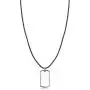 Moderne Monocle - Magnifier Pendant Necklace. Leather chain with Rhodium Dog Tag Pendant. Harley Silver