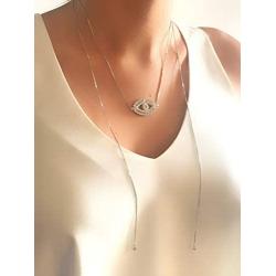 Silver Plated Evil Eye Adjustable Necklace Novelty Jewelry for Women