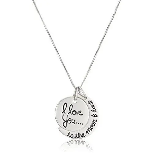 Sterling Silver ''I love you to the moon & Back'' Pendant Necklace, 18-Inch
