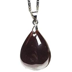 DUOVEKT Garnet Pendant Necklace,Natural Raw Red Garnet Jewelry for Women Lady Man Crystal 22x17x8mm Beads Water Drop Gemstone AAAAA