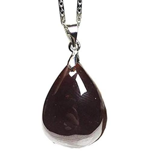 DUOVEKT Garnet Pendant Necklace,Natural Raw Red Garnet Jewelry for Women Lady Man Crystal 22x17x8mm Beads Water Drop Gemstone AAAAA