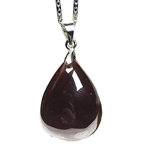 DUOVEKT Garnet Pendant Necklace,Natural Raw Red Garnet Jewelry for Women Lady Man Crystal 22x17x8mm Beads Water Drop Gemstone AAAAA