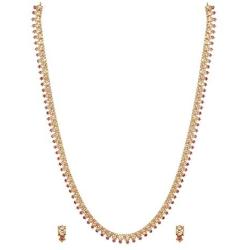 TARINIKA Manju Nakshatra CZ Gold-Plated Indian Jewelry Set with Long Necklace and Earrings