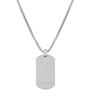 Geoffrey Beene Stainless Steel Mens Engravable Dog Tag Pendant Box Chain Necklace with Cubic Zirconia Stone