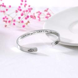 NEIQII Inspirational Cuff Bracelet Bangle for Women, Best Friend Bracelets for Teen Girls, Which Can Adjust Size, Made of Stainless Steel.