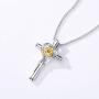 KUTOLAKI Sunflower Cross Necklace for Women, Silver Chain Necklace Flower Jewelry Necklaces, Christmas Gifts for Wife, Mother, Girls