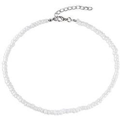 Women Bohemian White Beaded Choker Glass Necklaces Jewelry Gifts for Mom Girlfriend