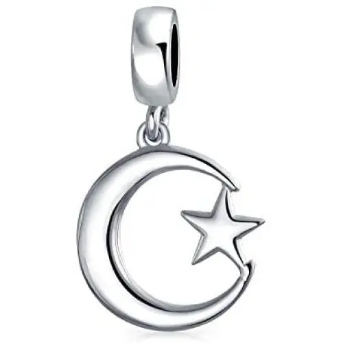 Inspirational Celestial Moon And Star Muslim Support Symbol Dangle Bead Charm For Women Teens 925 Sterling Silver Fits European Bracelet Inspirational Celestial Moon And Star Muslim Support Symbol Dangle Bead Charm For Women Teens 925 Sterling Silver Fits European Bracelet