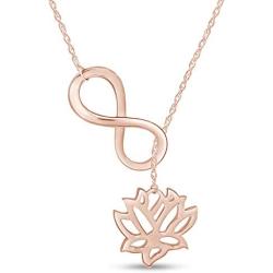 AFFY 14K Gold Over Sterling Silver Infinity with Lotus Flower Pendant Necklace