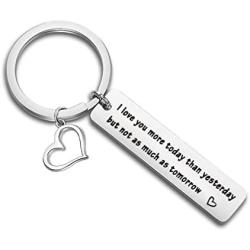 Funny Couple Gifts I Love You More Today Than Yesterday Keychain Accessories for Couples