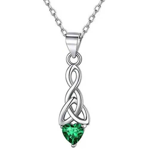 ChicSilver 925 Sterling Silver Sparkling Heart Birthstone Celtic Knot Pendant Necklace 18 Inch (with Gift Box)