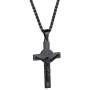 FindChic Men Cross Necklace Christian Crucifix Jewelry Stainless Steel/Black Jesus Christ Lords Prayer Engravable Pendant with 22inch Chain