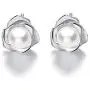 ''Lovely Rose'' High Polished 925 Sterling Silver Earrings with 7mm Natural Freshwater Pearl ''Lovely Rose'' High Polished 925 Sterling Silver Earrings with 7mm Natural Freshwater Pearl