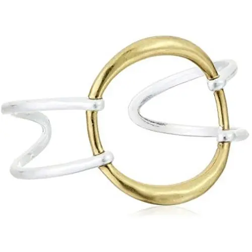 Lucky Brand Womens Modern Two Tone Circle Cuff Bracelet, One Size