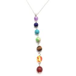 xinpeng Women 7 Chakra Natural Stones Gemstone Crystals Pendant Beads Yoga Reiki Healing Energy Balancing Necklace Copper Bracelets Dangle Hook Earrings Jewelry Set