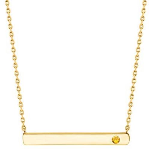 PAVOI 14K Gold Plated Swarovski Crystal Birthstone Bar Necklace | Dainty Necklace | Gold Necklaces for Women |