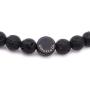 Mens Recycled Glass & Lava Stretch Bead Bracelet Handcrafted in USA - Black