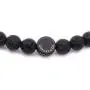 Mens Recycled Glass & Lava Stretch Bead Bracelet Handcrafted in USA - Black Mens Recycled Glass & Lava Stretch Bead Bracelet Handcrafted in USA - Black