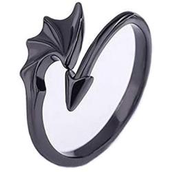 Flzaitian Punk Angel Devil Wings Rings Retro Dragon Arrow Open Rings Adjustable for Women Girls Fashion Couple Index Finger Rings Jewelry