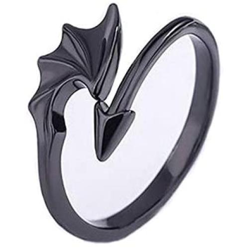 Flzaitian Punk Angel Devil Wings Rings Retro Dragon Arrow Open Rings Adjustable for Women Girls Fashion Couple Index Finger Rings Jewelry