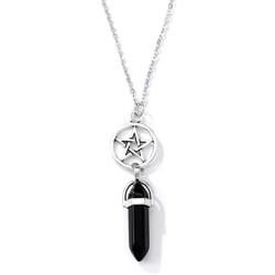 Fairyu Boho Crystal Gemstones Pendant Necklace Chain Chakra Necklaces Pentagram Pentacle Necklace Jewelry Healing Crystals Necklace for Women and Girls