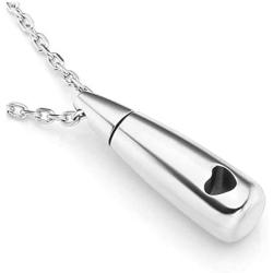 Sunligoo Womens Mens Urn Ashes Necklace Silver Stainless Steel Teardrop Heart Pendant Necklaces for Cremation Memorial Keepsakes