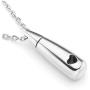 Sunligoo Womens Mens Urn Ashes Necklace Silver Stainless Steel Teardrop Heart Pendant Necklaces for Cremation Memorial Keepsakes