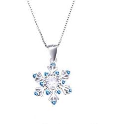 SUNCHIO Necklace for Women, 925 Sterling Silver Cubic Zirconia Diamond Snowflake Pendant Women Necklace，Gift for Women Anniversary