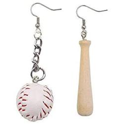 BAUNA Baseball Earrings 3D Baseball Pendant Dangle Earrings Asymmetric Earrings Jewelry for Sport Lover Baseball Games leather teardrop earrings Gifts