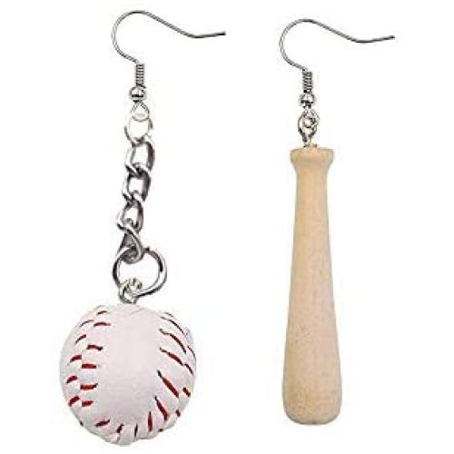 BAUNA Baseball Earrings 3D Baseball Pendant Dangle Earrings Asymmetric Earrings Jewelry for Sport Lover Baseball Games leather teardrop earrings Gifts