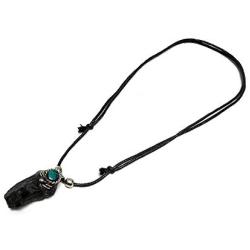 Mia Jewel Shop Natural Raw Rough Healing Gemstone Pendant Round Chrysocolla Stone Adjustable Necklace
