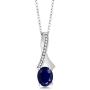 Gem Stone King Sterling Silver Oval Gemstone Birthstone & White Diamond Pendant with 18 Inch Silver Chain